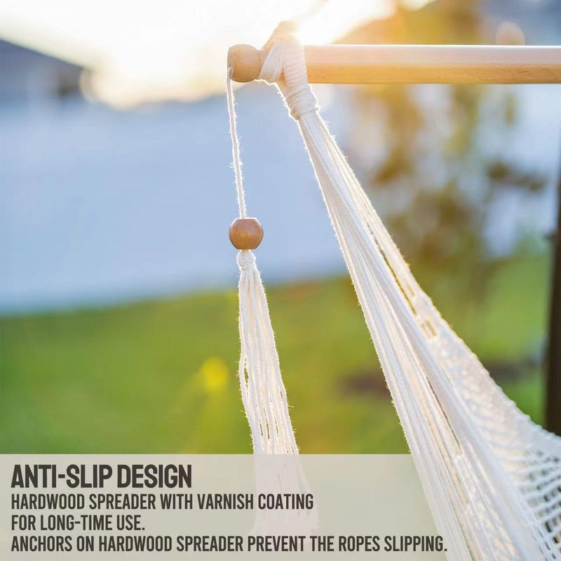 JoyView Hammock Chair with Spreader Bar Caribbean Hammock Swing Chair 300 LBS Weight Capacity XL Rope Hanging Chair for Outdoor Indoor Garden Yard - Brown - Image 5
